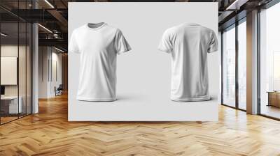 A front and back mockup of a white t-shirt with a subtle, minimalist design on the front Wall mural